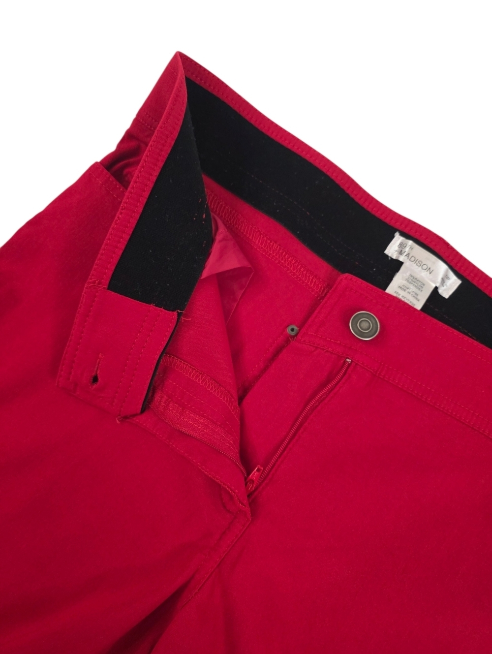 89th + Madison Red Pull-On Stretch Capri Pants Petite 12P Spring Summer Retro - Picture 2 of 6